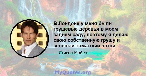 В Лондоне у меня были грушевые деревья в моем заднем саду, поэтому я делаю свою собственную грушу и зеленый томатный чатни.