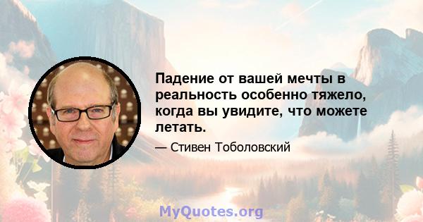 Падение от вашей мечты в реальность особенно тяжело, когда вы увидите, что можете летать.