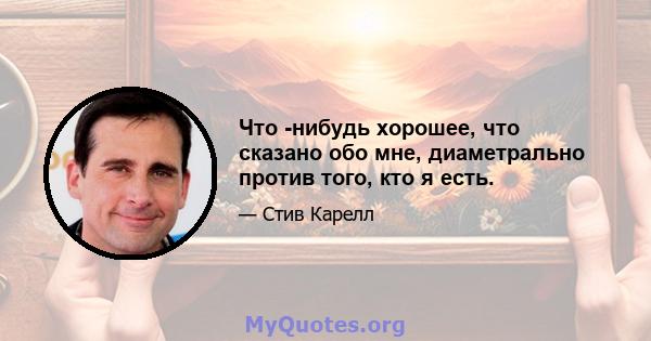 Что -нибудь хорошее, что сказано обо мне, диаметрально против того, кто я есть.