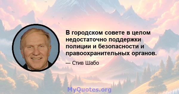 В городском совете в целом недостаточно поддержки полиции и безопасности и правоохранительных органов.