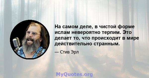 На самом деле, в чистой форме ислам невероятно терпим. Это делает то, что происходит в мире действительно странным.