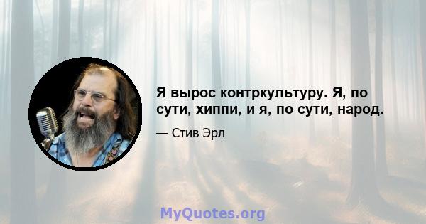 Я вырос контркультуру. Я, по сути, хиппи, и я, по сути, народ.