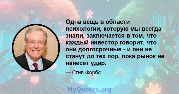 Одна вещь в области психологии, которую мы всегда знали, заключается в том, что каждый инвестор говорит, что они долгосрочные - и они не станут до тех пор, пока рынок не нанесет удар.