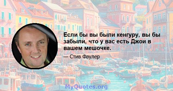 Если бы вы были кенгуру, вы бы забыли, что у вас есть Джои в вашем мешочке.