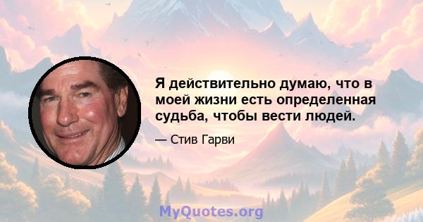 Я действительно думаю, что в моей жизни есть определенная судьба, чтобы вести людей.