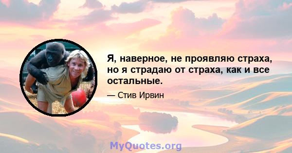 Я, наверное, не проявляю страха, но я страдаю от страха, как и все остальные.