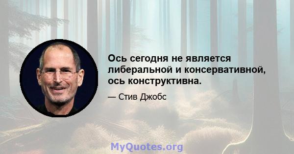 Ось сегодня не является либеральной и консервативной, ось конструктивна.