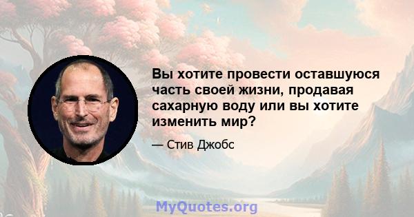 Вы хотите провести оставшуюся часть своей жизни, продавая сахарную воду или вы хотите изменить мир?