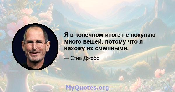 Я в конечном итоге не покупаю много вещей, потому что я нахожу их смешными.