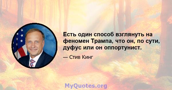 Есть один способ взглянуть на феномен Трампа, что он, по сути, дуфус или он оппортунист.