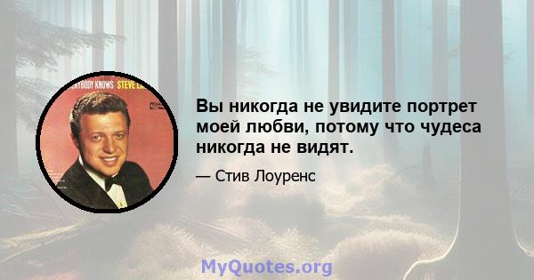 Вы никогда не увидите портрет моей любви, потому что чудеса никогда не видят.