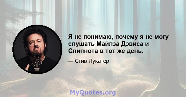 Я не понимаю, почему я не могу слушать Майлза Дэвиса и Слипнота в тот же день.