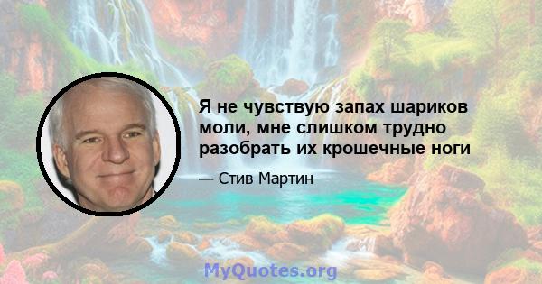 Я не чувствую запах шариков моли, мне слишком трудно разобрать их крошечные ноги