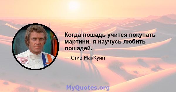 Когда лошадь учится покупать мартини, я научусь любить лошадей.