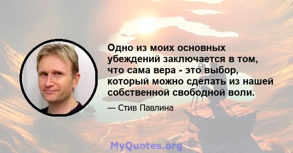 Одно из моих основных убеждений заключается в том, что сама вера - это выбор, который можно сделать из нашей собственной свободной воли.