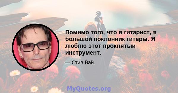 Помимо того, что я гитарист, я большой поклонник гитары. Я люблю этот проклятый инструмент.