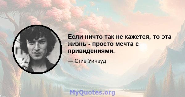 Если ничто так не кажется, то эта жизнь - просто мечта с привидениями.