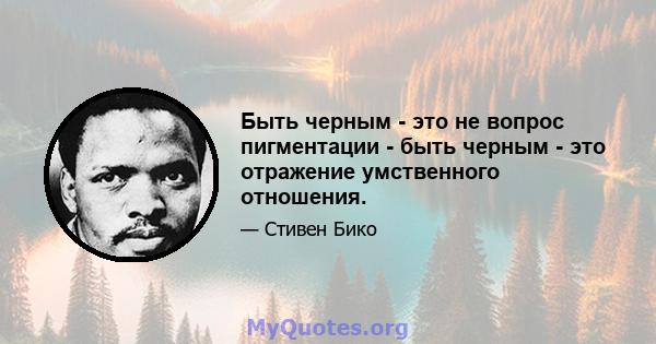 Быть черным - это не вопрос пигментации - быть черным - это отражение умственного отношения.