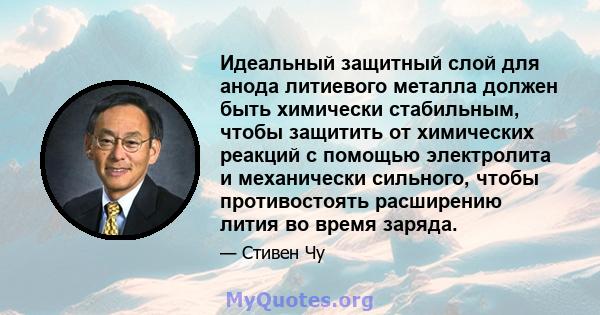 Идеальный защитный слой для анода литиевого металла должен быть химически стабильным, чтобы защитить от химических реакций с помощью электролита и механически сильного, чтобы противостоять расширению лития во время