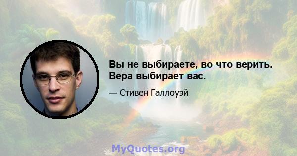 Вы не выбираете, во что верить. Вера выбирает вас.