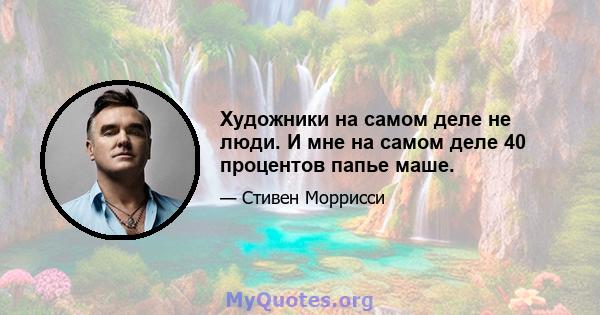 Художники на самом деле не люди. И мне на самом деле 40 процентов папье маше.