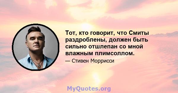 Тот, кто говорит, что Смиты раздроблены, должен быть сильно отшлепан со мной влажным плимсоллом.