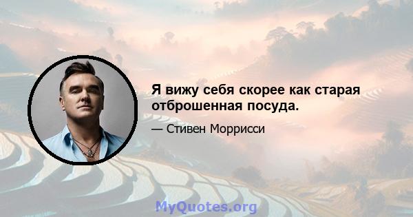 Я вижу себя скорее как старая отброшенная посуда.