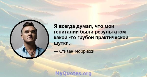 Я всегда думал, что мои гениталии были результатом какой -то грубой практической шутки.