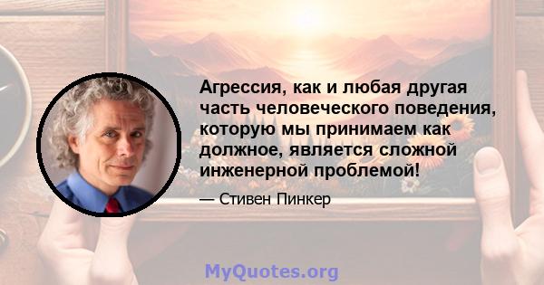 Агрессия, как и любая другая часть человеческого поведения, которую мы принимаем как должное, является сложной инженерной проблемой!