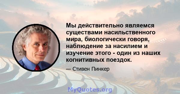 Мы действительно являемся существами насильственного мира, биологически говоря, наблюдение за насилием и изучение этого - один из наших когнитивных поездок.