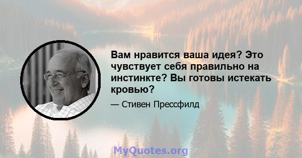 Вам нравится ваша идея? Это чувствует себя правильно на инстинкте? Вы готовы истекать кровью?