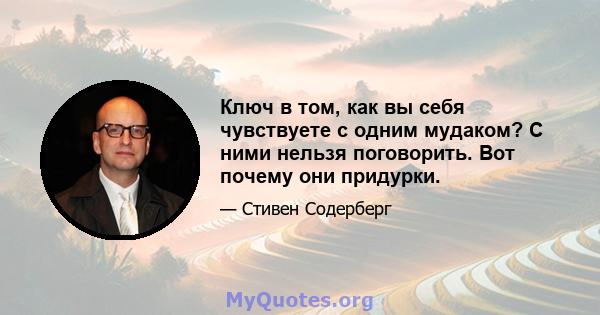 Ключ в том, как вы себя чувствуете с одним мудаком? С ними нельзя поговорить. Вот почему они придурки.