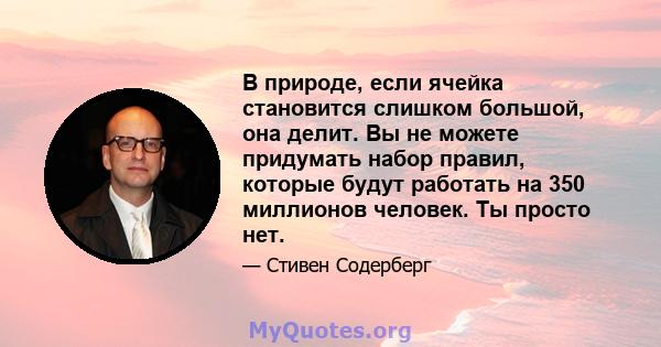 В природе, если ячейка становится слишком большой, она делит. Вы не можете придумать набор правил, которые будут работать на 350 миллионов человек. Ты просто нет.