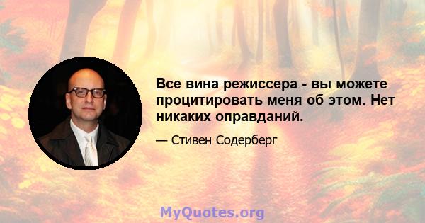 Все вина режиссера - вы можете процитировать меня об этом. Нет никаких оправданий.