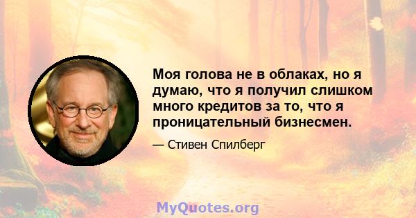 Моя голова не в облаках, но я думаю, что я получил слишком много кредитов за то, что я проницательный бизнесмен.