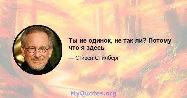 Ты не одинок, не так ли? Потому что я здесь