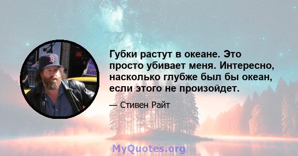 Губки растут в океане. Это просто убивает меня. Интересно, насколько глубже был бы океан, если этого не произойдет.