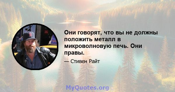 Они говорят, что вы не должны положить металл в микроволновую печь. Они правы.