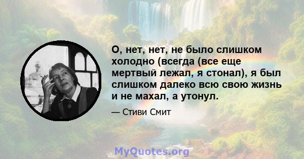 О, нет, нет, не было слишком холодно (всегда (все еще мертвый лежал, я стонал), я был слишком далеко всю свою жизнь и не махал, а утонул.