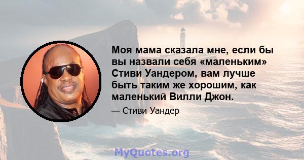 Моя мама сказала мне, если бы вы назвали себя «маленьким» Стиви Уандером, вам лучше быть таким же хорошим, как маленький Вилли Джон.