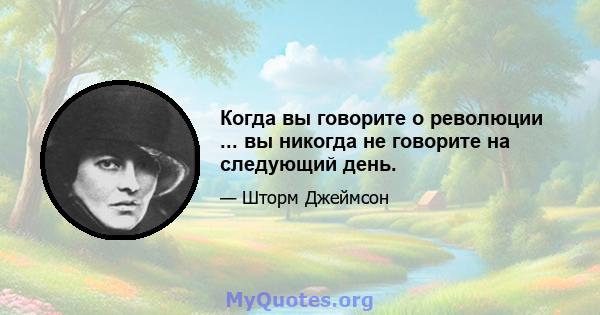 Когда вы говорите о революции ... вы никогда не говорите на следующий день.