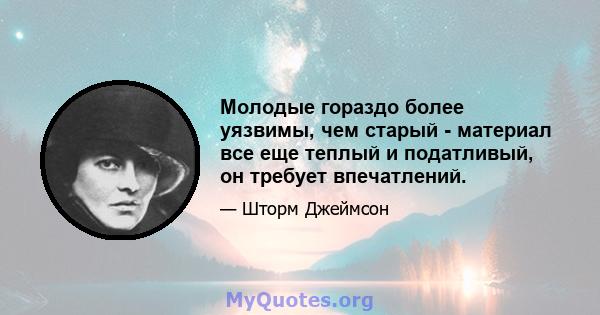 Молодые гораздо более уязвимы, чем старый - материал все еще теплый и податливый, он требует впечатлений.