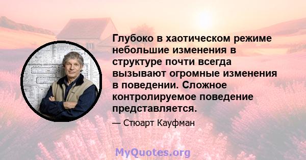 Глубоко в хаотическом режиме небольшие изменения в структуре почти всегда вызывают огромные изменения в поведении. Сложное контролируемое поведение представляется.