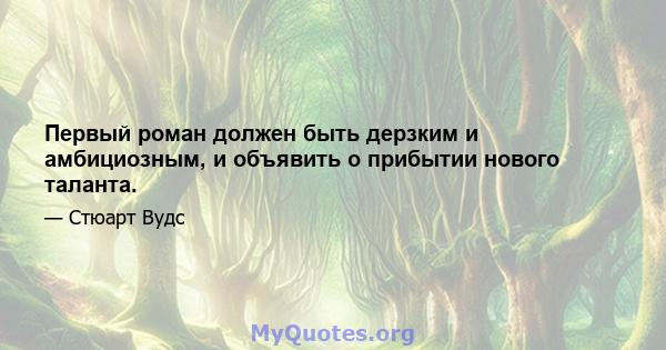 Первый роман должен быть дерзким и амбициозным, и объявить о прибытии нового таланта.