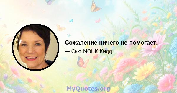 Сожаление ничего не помогает.