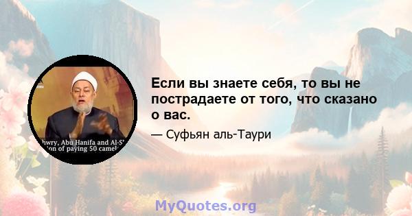 Если вы знаете себя, то вы не пострадаете от того, что сказано о вас.