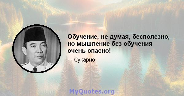 Обучение, не думая, бесполезно, но мышление без обучения очень опасно!