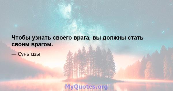 Чтобы узнать своего врага, вы должны стать своим врагом.