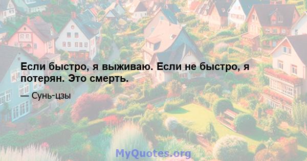 Если быстро, я выживаю. Если не быстро, я потерян. Это смерть.