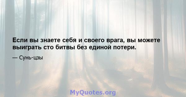 Если вы знаете себя и своего врага, вы можете выиграть сто битвы без единой потери.